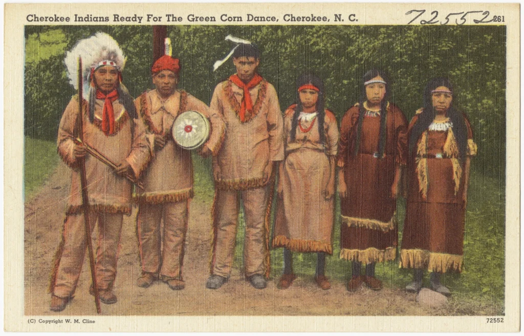 Cheerokee indians ready for the green corn dance